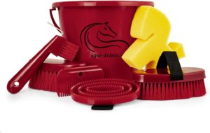 Equi Deluxe 8-teiliges Kinder-Putzset für Pferde, Eimer befüllt mit Striegel, Schwamm, Hufpick, Mähnenbürste, Mähnenkamm und Kardätsche in Pink, Blue & Red Equi Deluxe 8-teiliges Kinder-Putzset für Pferde, Eimer befüllt mit Striegel, Schwamm, Hufpick, Mähnenbürste, Mähnenkamm und Kardätsche in Pink, Blue & Red